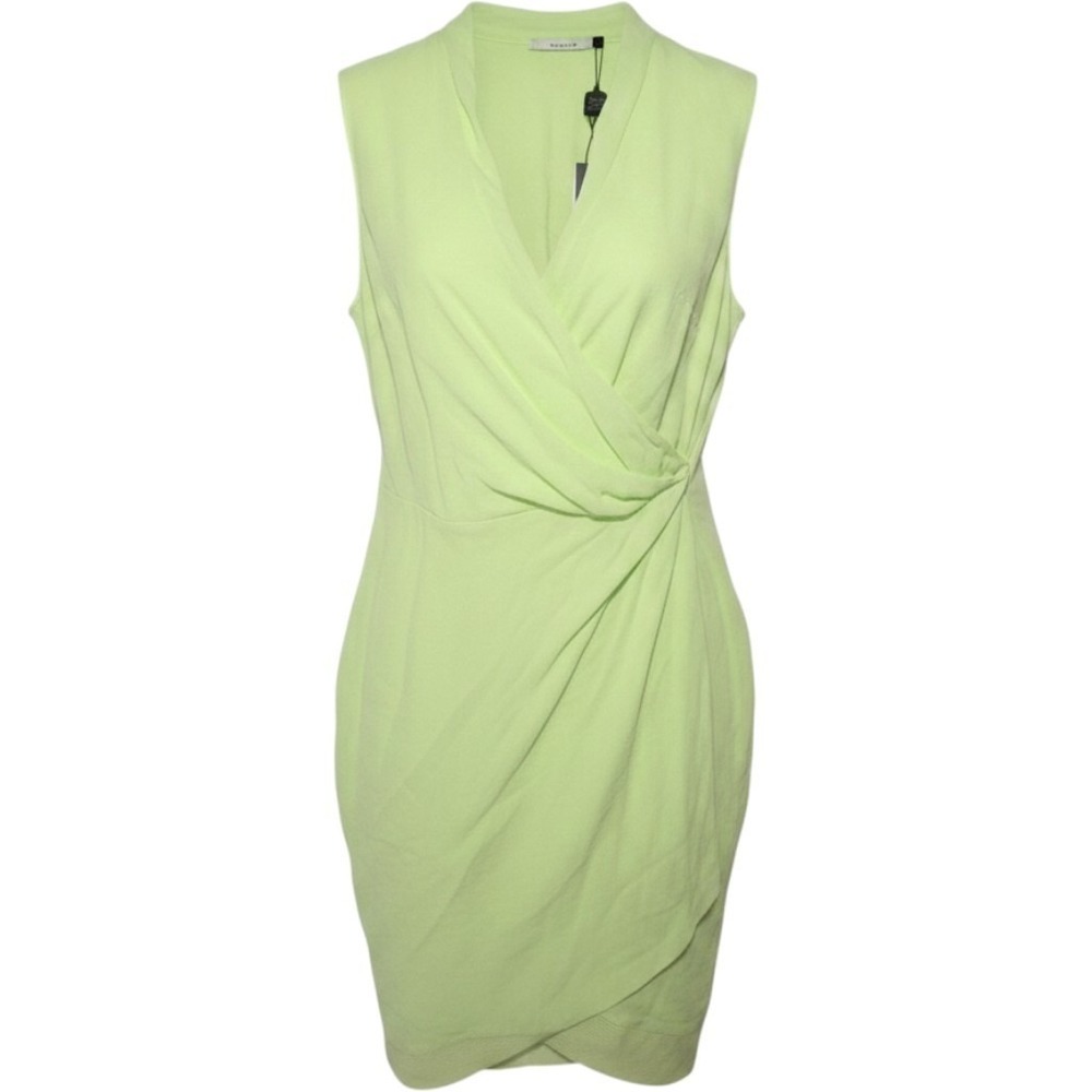 T TAHARI Women Neon Green V Neck Sleeveless Sheath Dress Sz XL NWT NEW sp good!